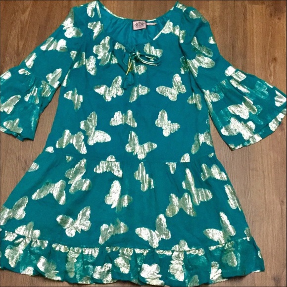 Juicy Couture Gold Metallic Butterfly Mini Dress - Picture 2 of 8